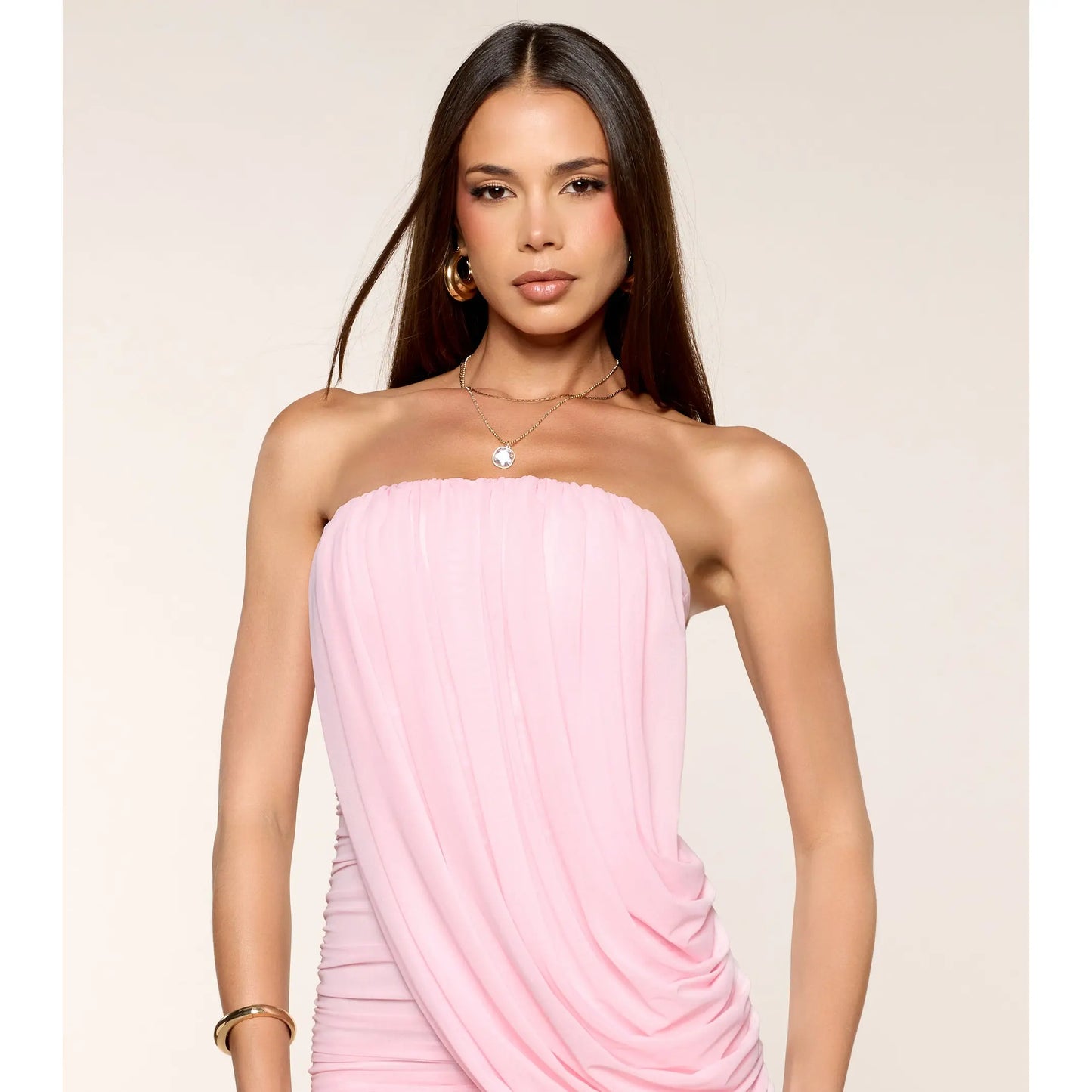 Draped Mesh Mini Dress - DISCOUNT!