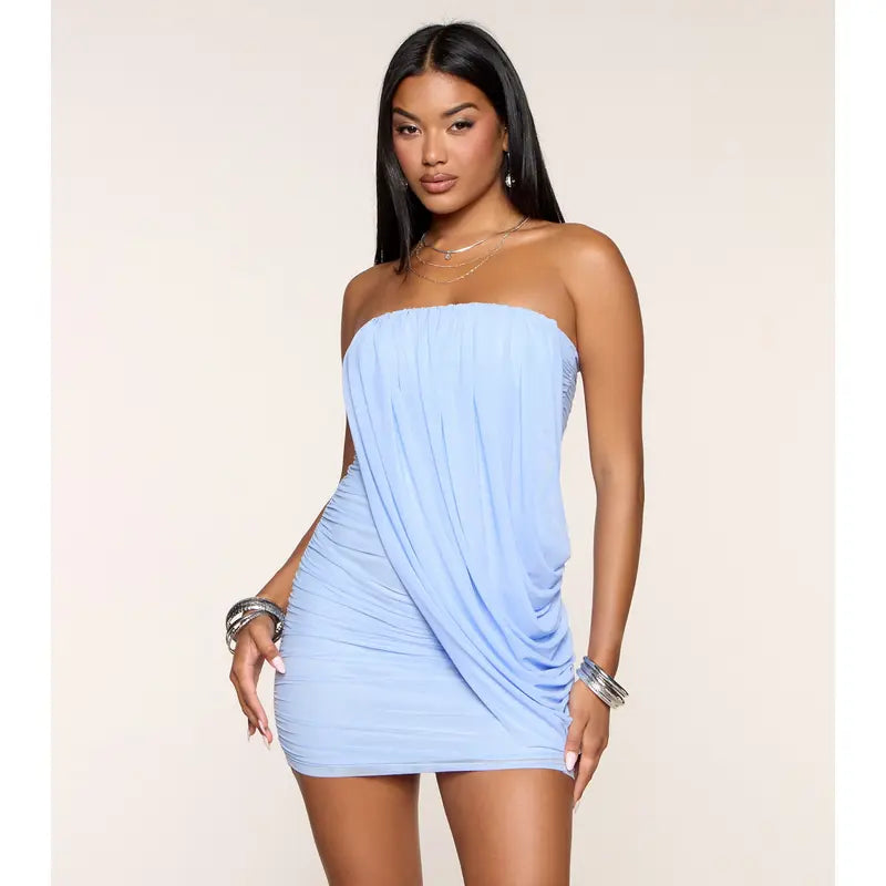 Draped Mesh Mini Dress - DISCOUNT!